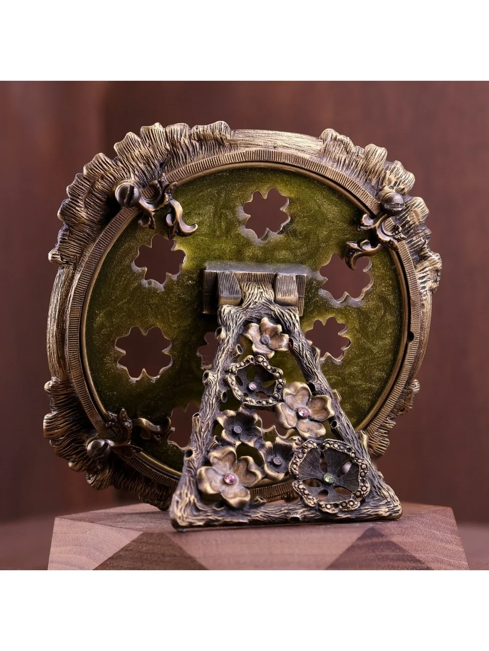 Jay Strongwater Round Floral Enamel & Swarovski Crystal Picture Frame 4.5